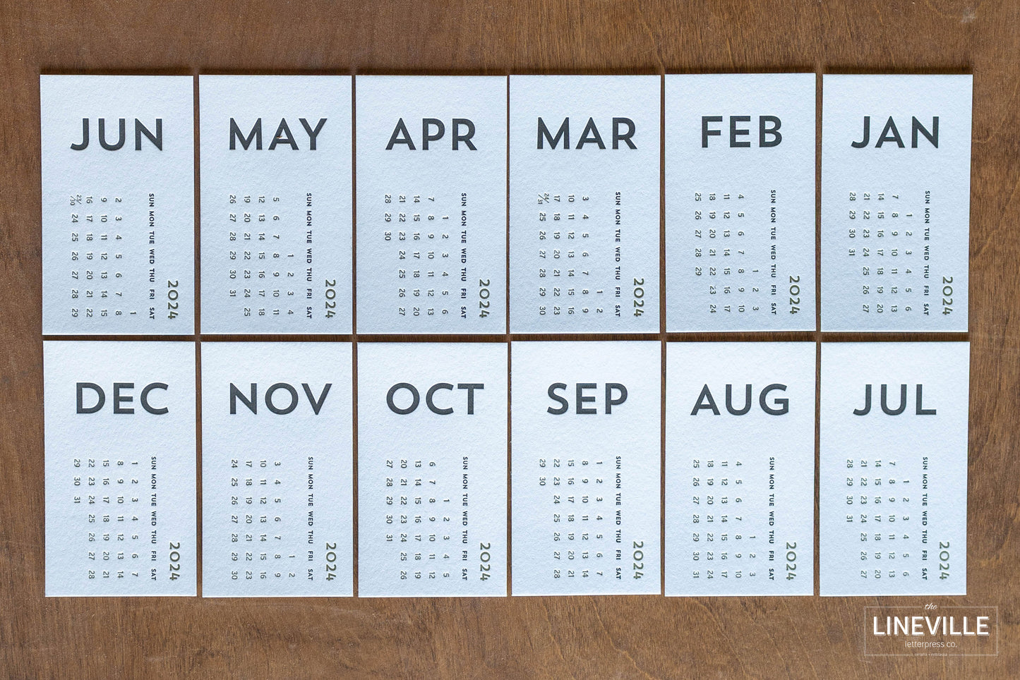 2024 Minimal Letterpress Desk Calendar