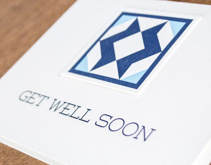 Get Well Soon Quilt Letterpress Greeting Card