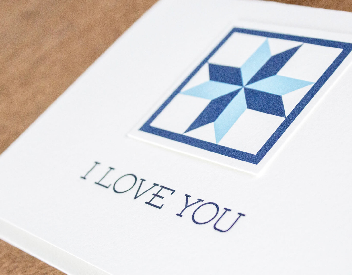 I Love You Quilt Letterpress Greeting Card