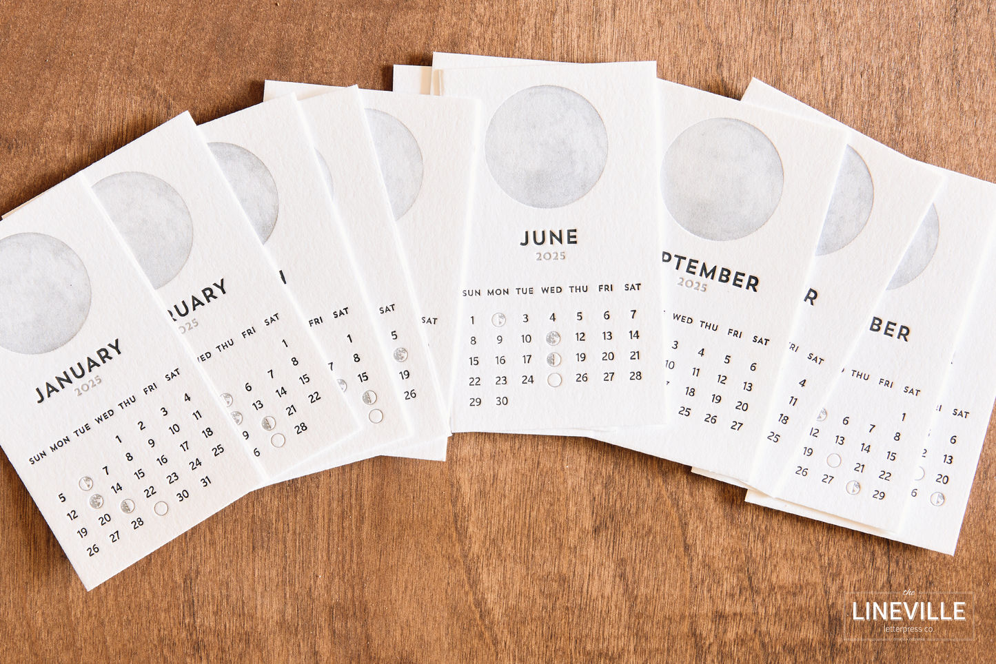 2025 Letterpress Moon Phase Desk Calendar