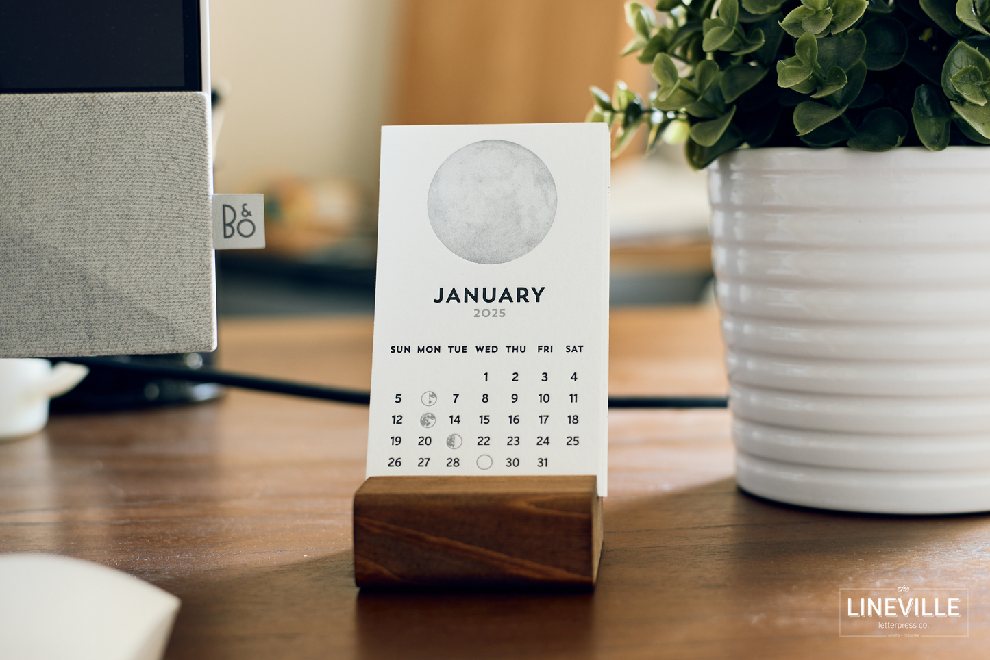 2025 Letterpress Moon Phase Desk Calendar