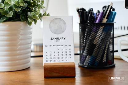 2025 Letterpress Moon Phase Desk Calendar