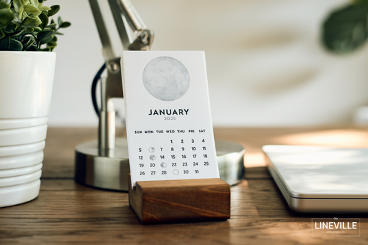 2025 Letterpress Moon Phase Desk Calendar