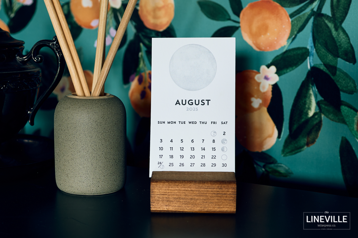 2025 Letterpress Moon Phase Desk Calendar