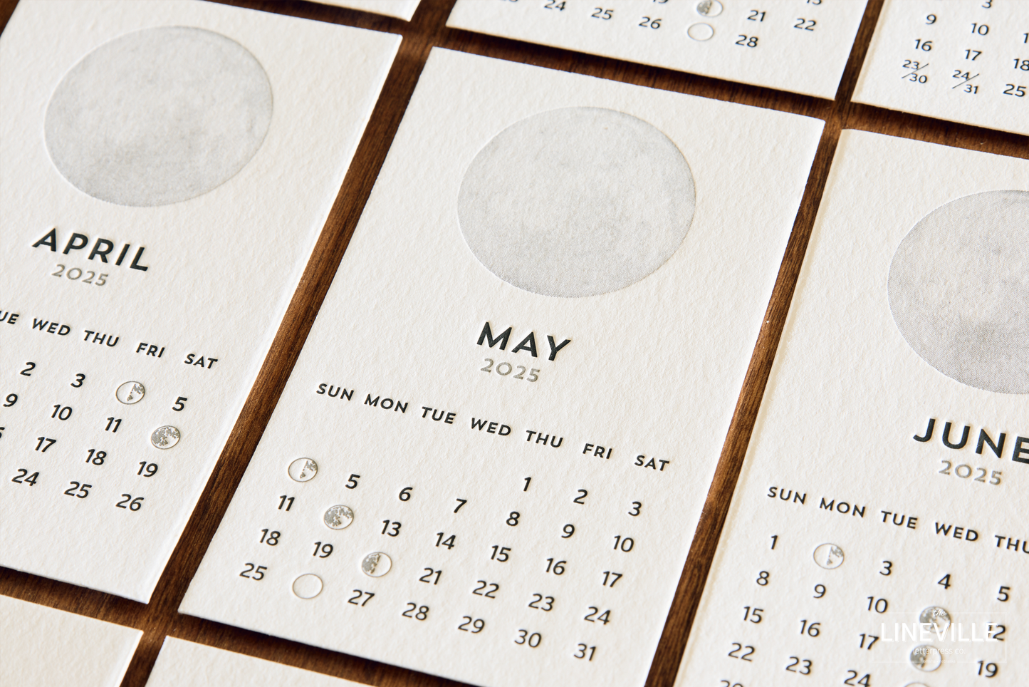 2025 Letterpress Moon Phase Desk Calendar