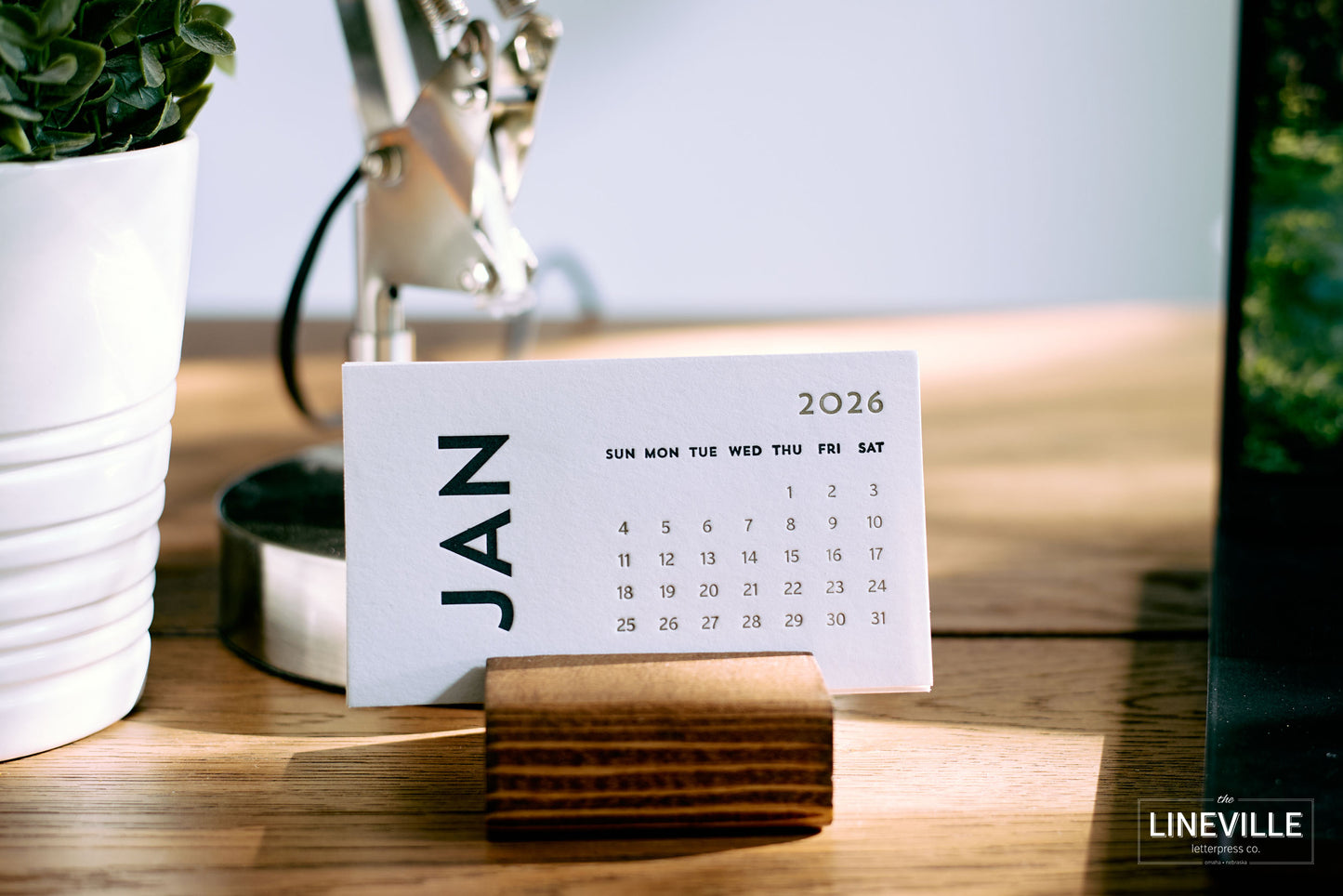2026 Minimal Letterpress Desk Calendar