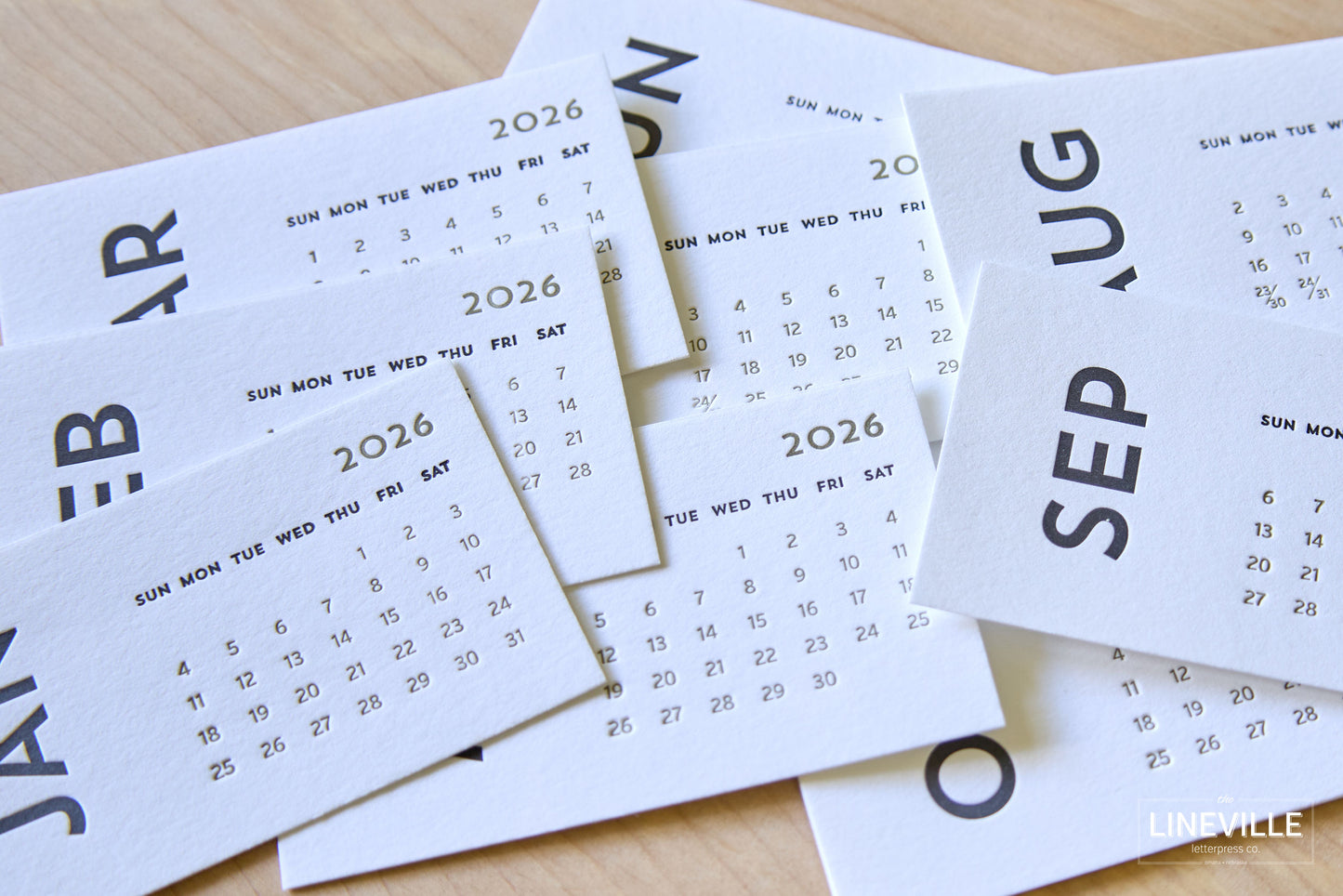 2026 Minimal Letterpress Desk Calendar