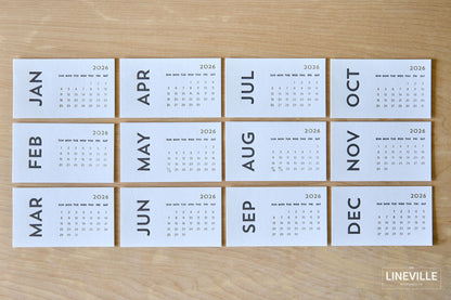2026 Minimal Letterpress Desk Calendar