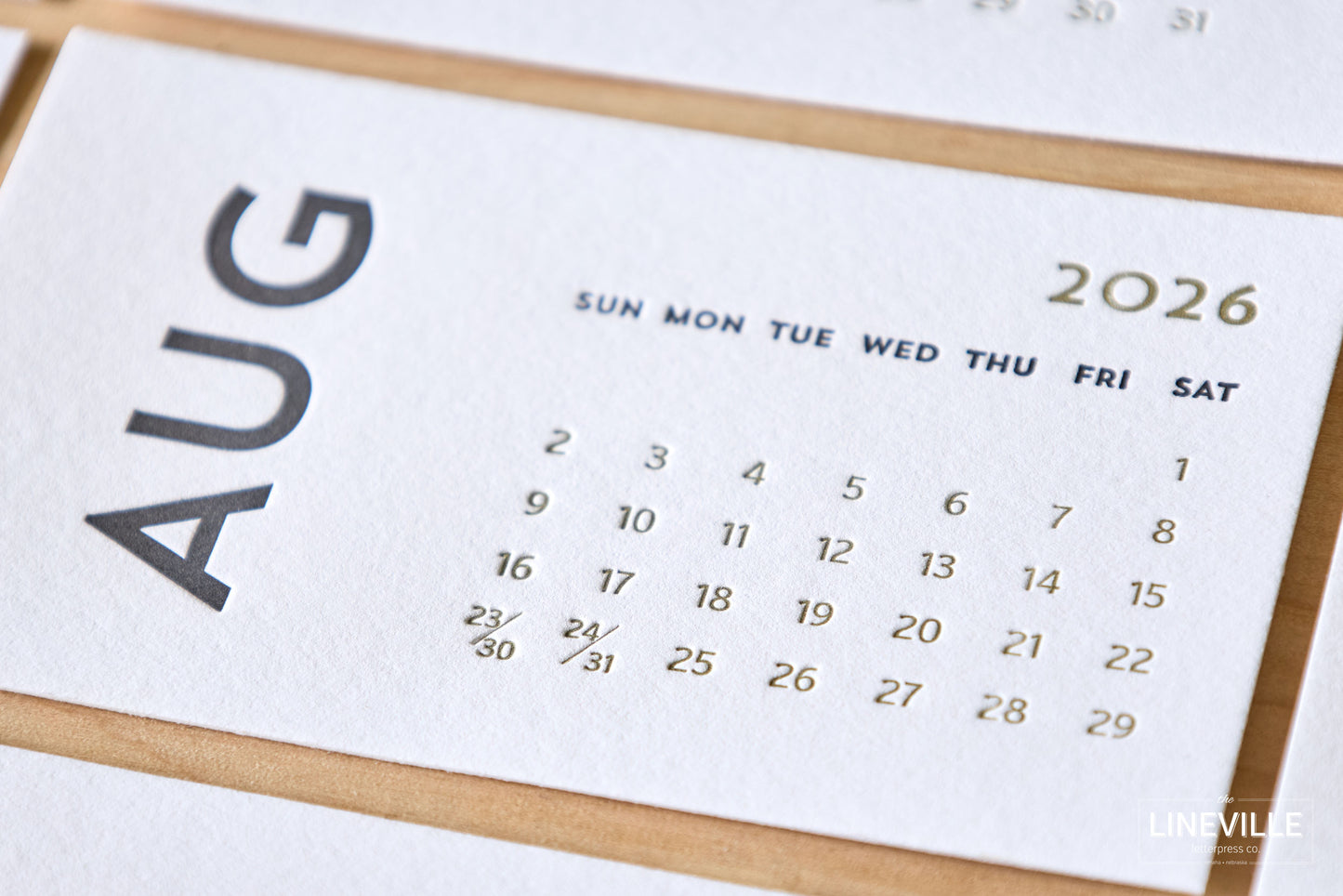2026 Minimal Letterpress Desk Calendar