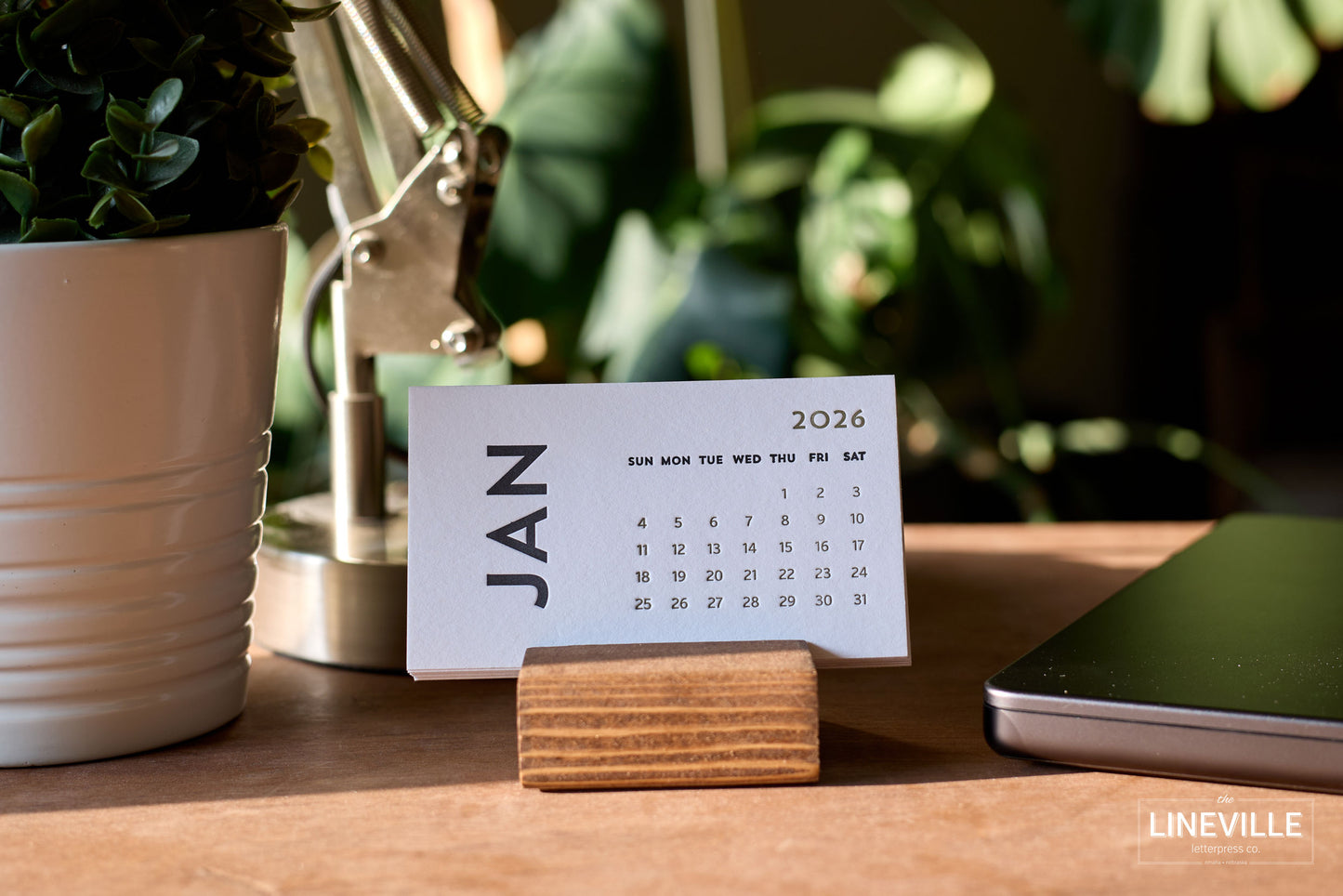 2026 Minimal Letterpress Desk Calendar