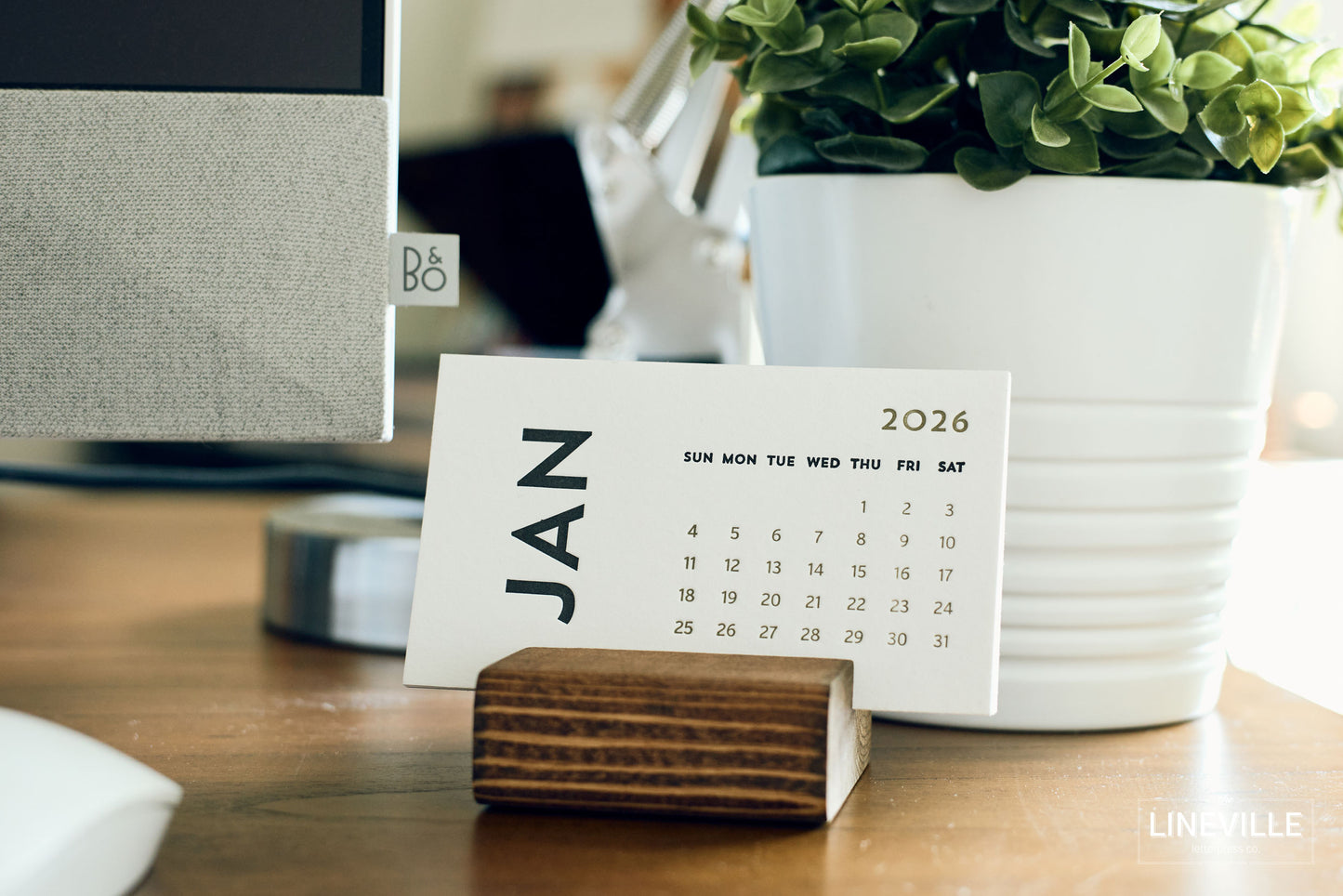 2026 Minimal Letterpress Desk Calendar