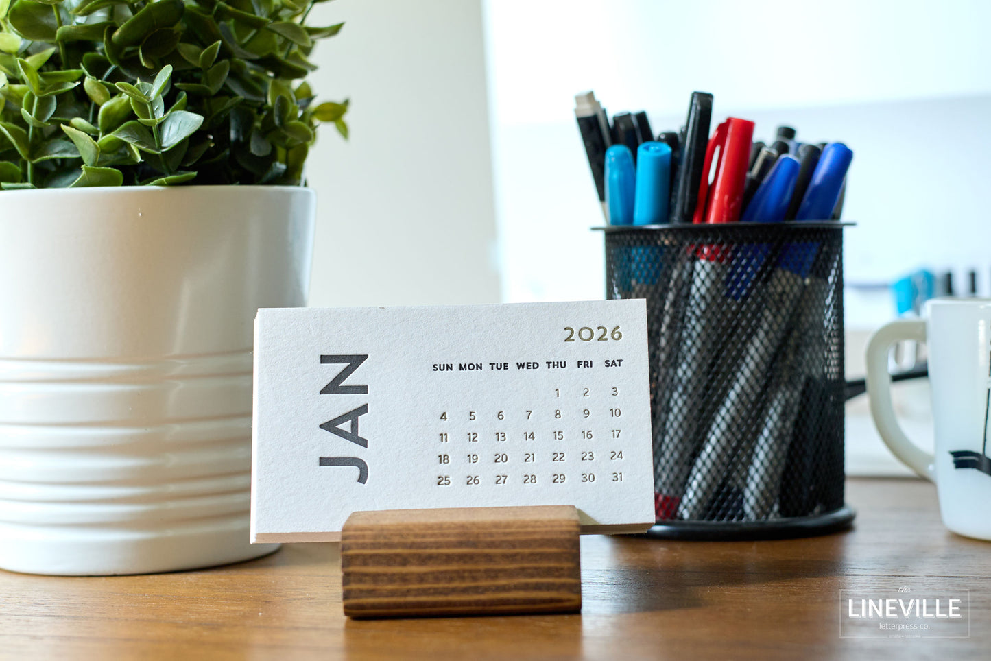 2026 Minimal Letterpress Desk Calendar