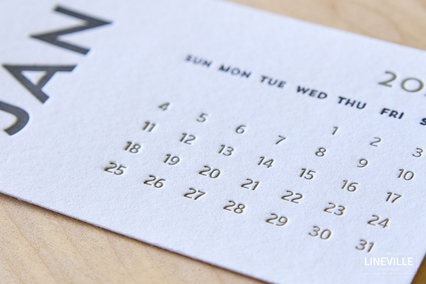 2026 Minimal Letterpress Desk Calendar