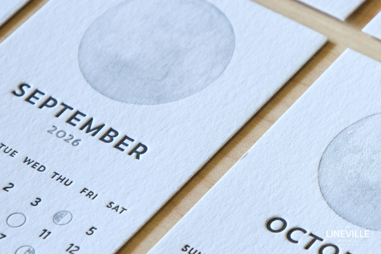 2026 Letterpress Moon Phase Desk Calendar