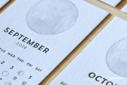 2026 Letterpress Moon Phase Desk Calendar