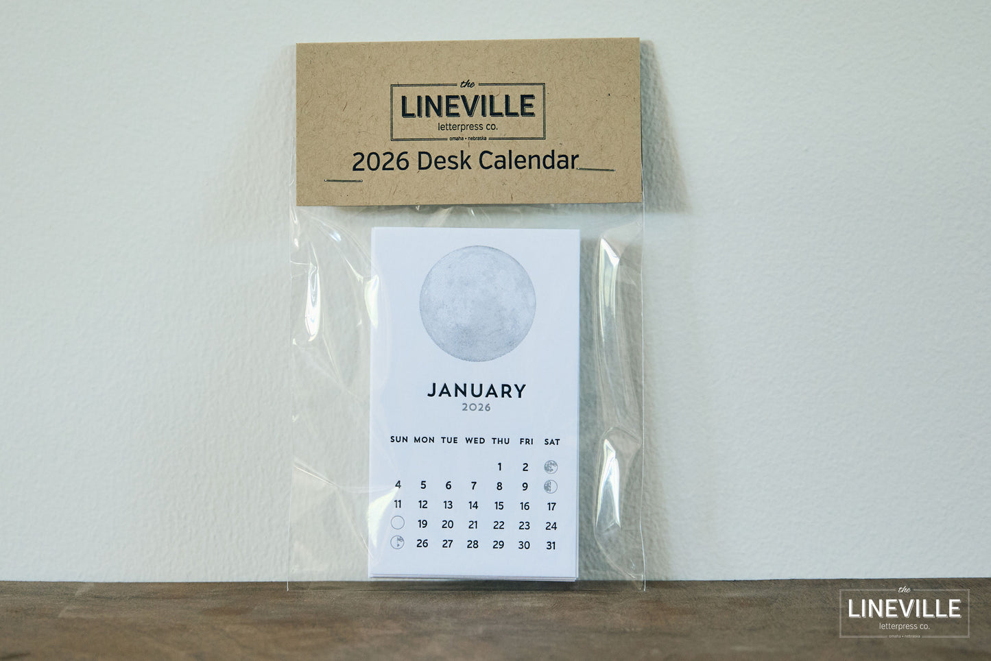 2026 Letterpress Moon Phase Desk Calendar