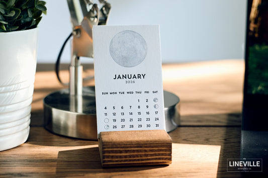 2026 Letterpress Moon Phase Desk Calendar