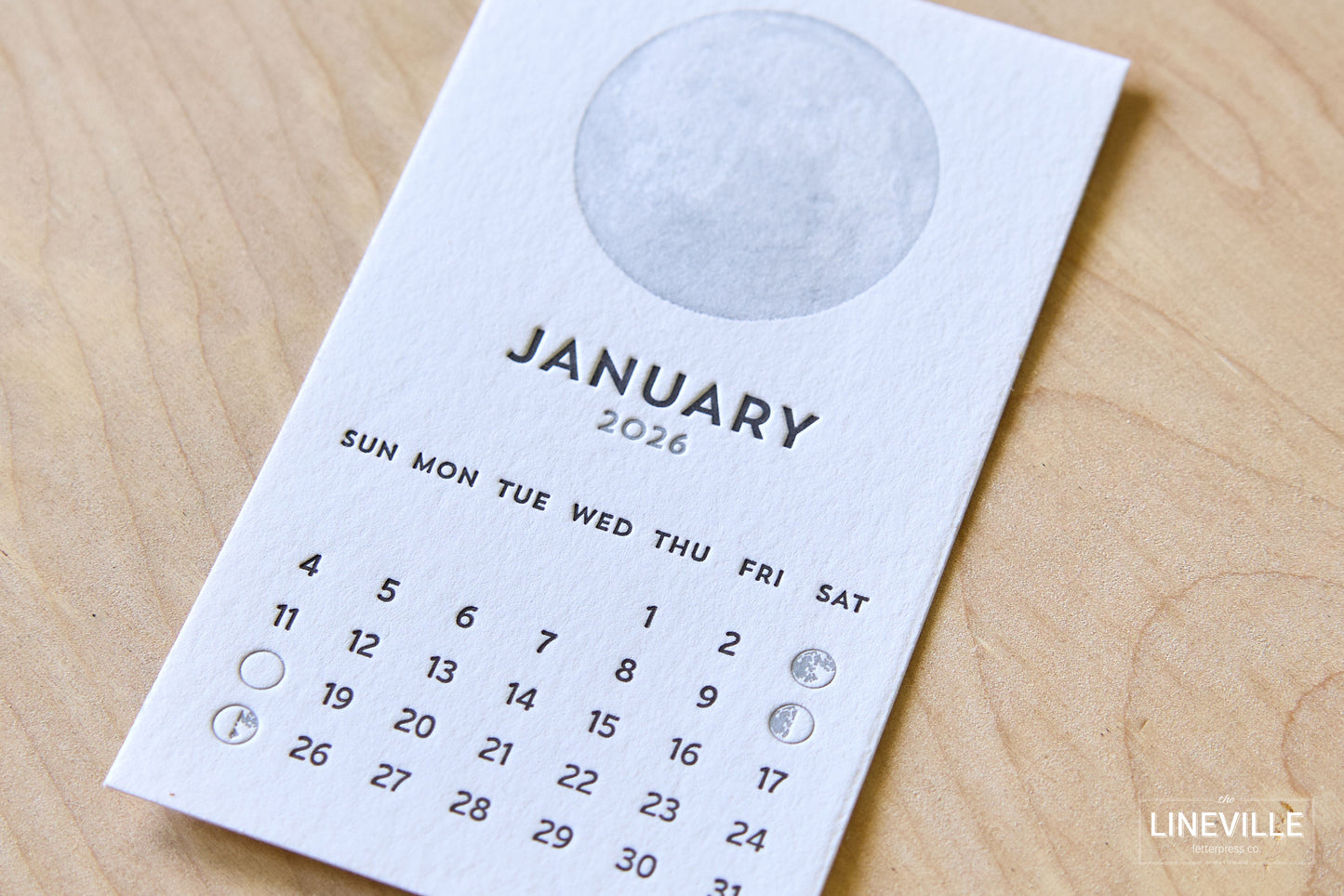 2026 Letterpress Moon Phase Desk Calendar