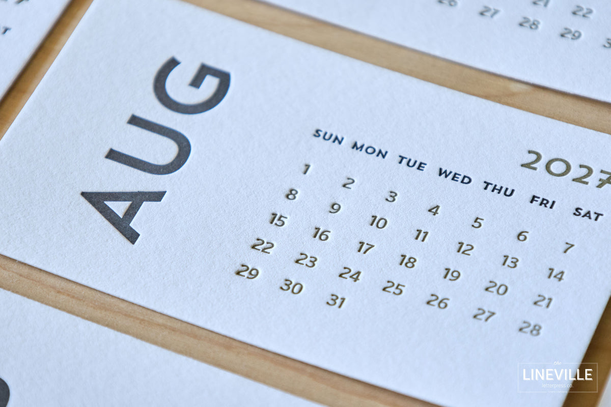2027 Minimal Letterpress Desk Calendar