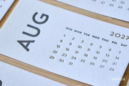 2027 Minimal Letterpress Desk Calendar