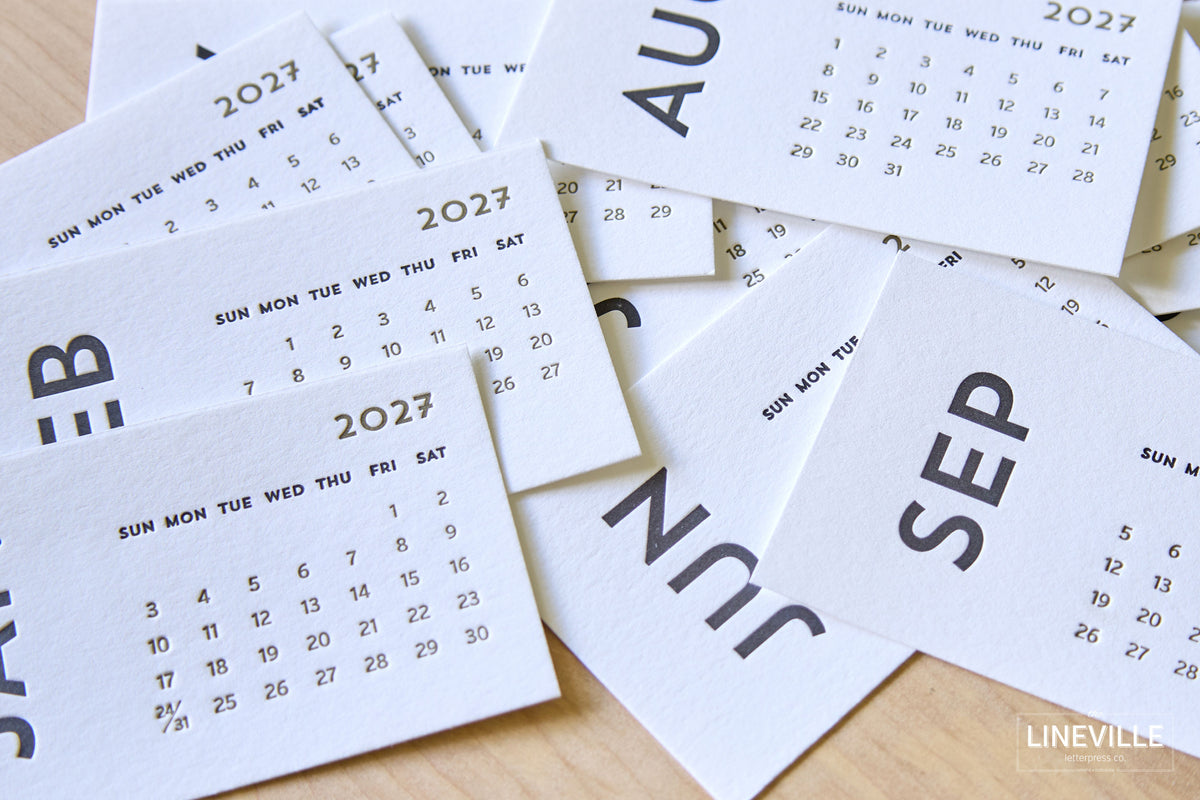 2027 Minimal Letterpress Desk Calendar