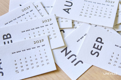 2027 Minimal Letterpress Desk Calendar