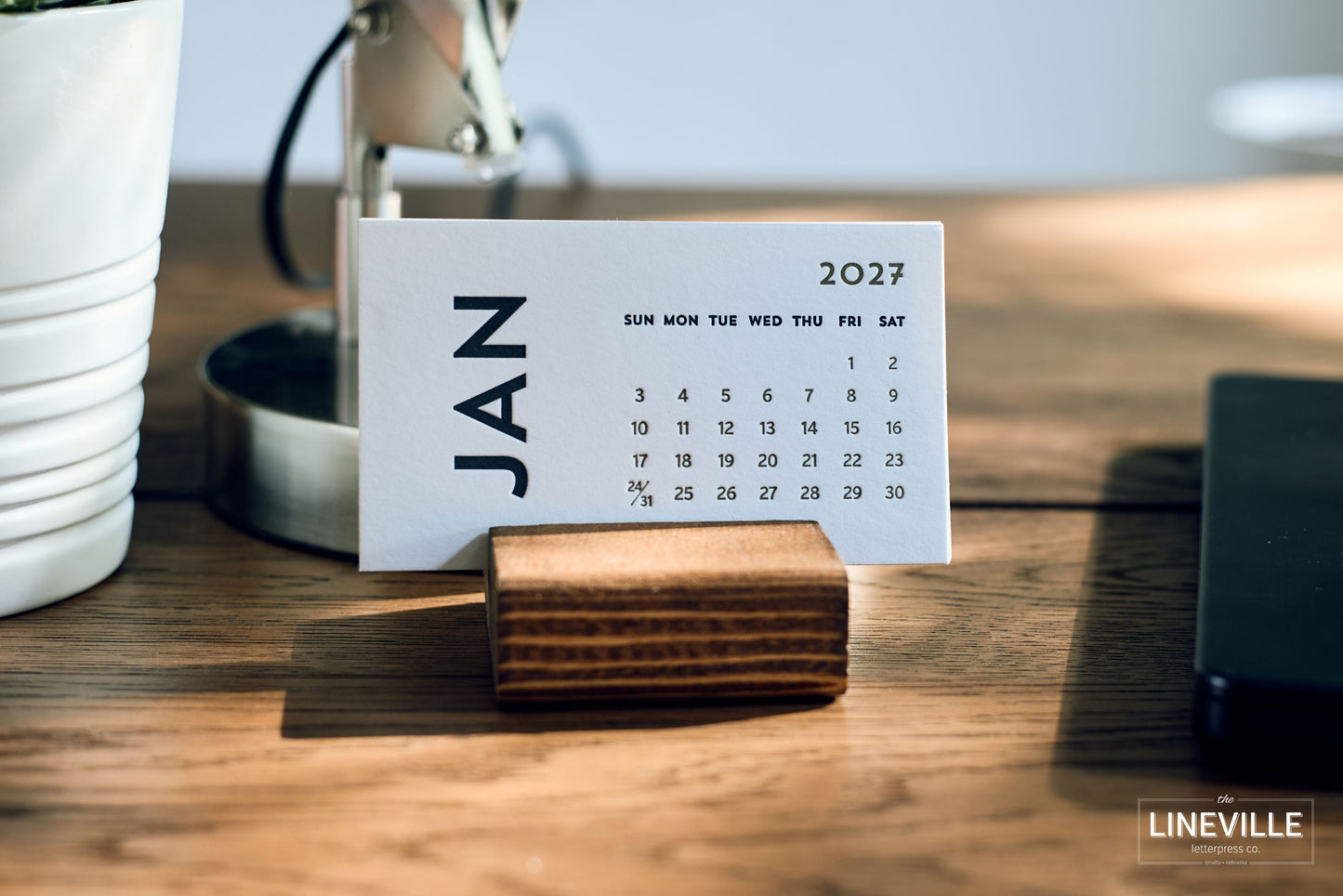 2027 Minimal Letterpress Desk Calendar