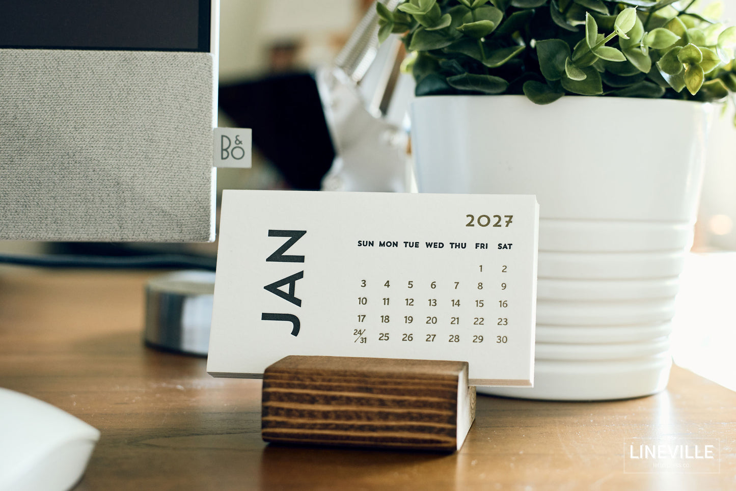 2027 Minimal Letterpress Desk Calendar