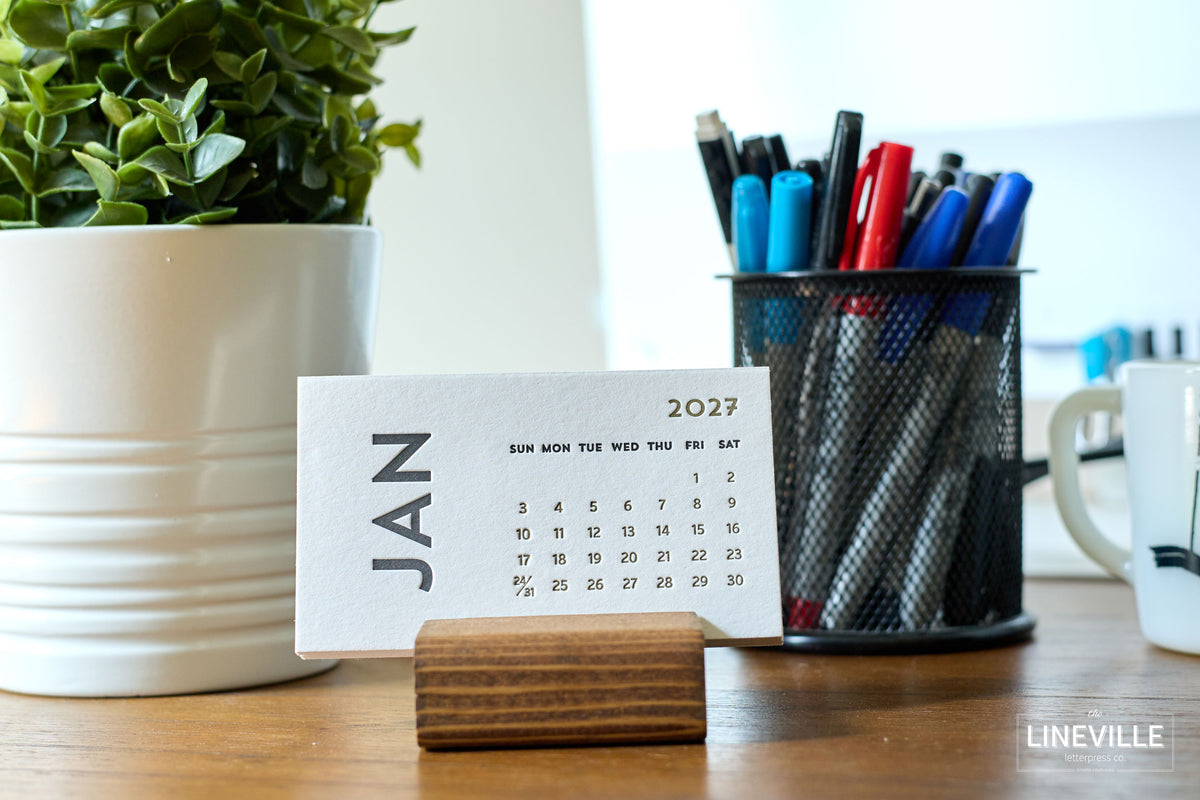 2027 Minimal Letterpress Desk Calendar