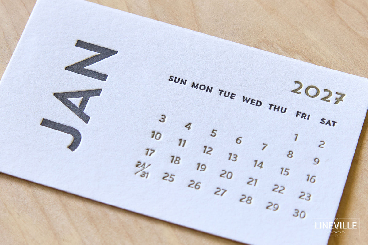 2027 Minimal Letterpress Desk Calendar