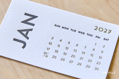 2027 Minimal Letterpress Desk Calendar