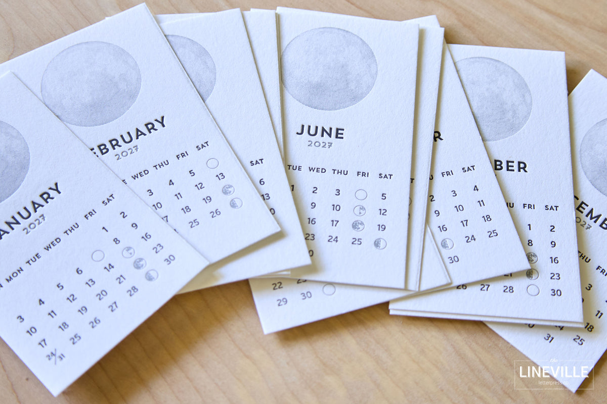 2027 Letterpress Moon Phase Desk Calendar