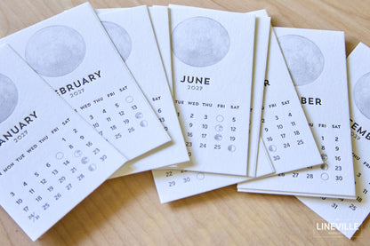 2027 Letterpress Moon Phase Desk Calendar