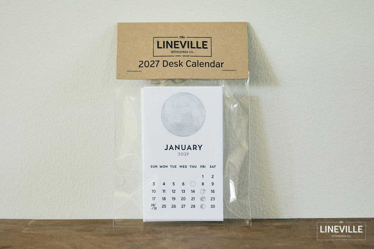 2027 Letterpress Moon Phase Desk Calendar