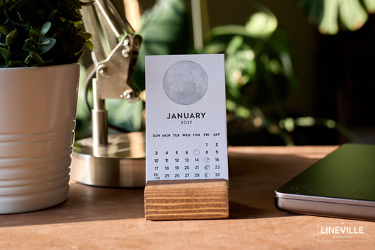 2027 Letterpress Moon Phase Desk Calendar