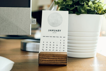 2027 Letterpress Moon Phase Desk Calendar