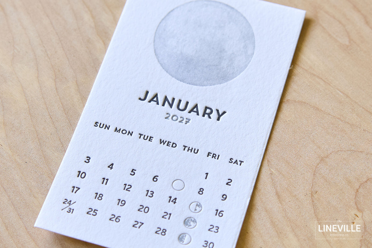 2027 Letterpress Moon Phase Desk Calendar