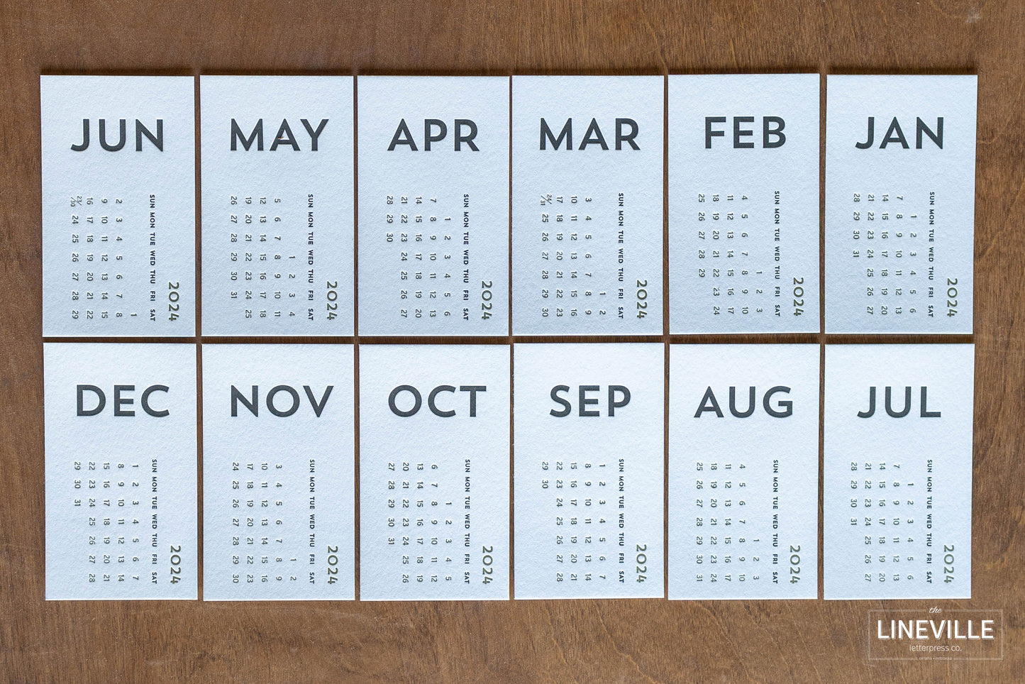 2024 Minimal Letterpress Desk Calendar