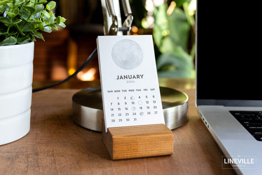 2024 Letterpress Moon Phase Desk Calendar