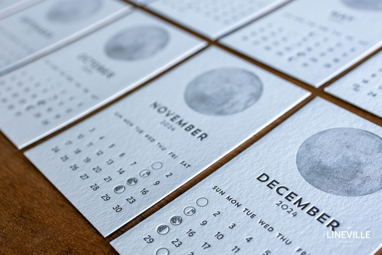 2024 Letterpress Moon Phase Desk Calendar