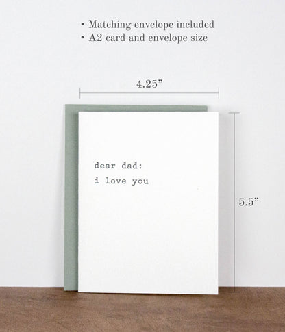 Dear Mom/Dear Dad: I love You Letterpress Greeting Card