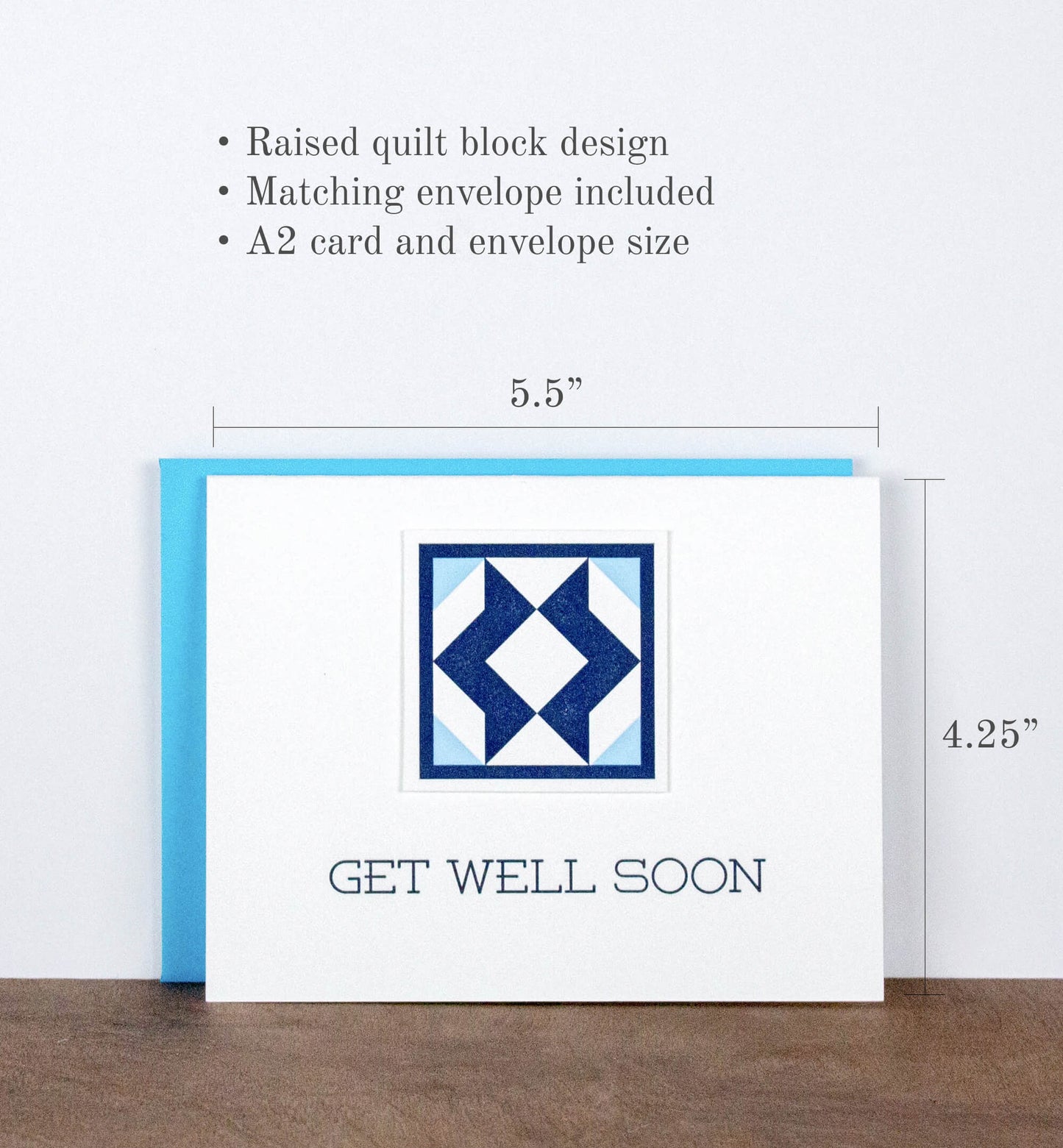 Get Well Soon Quilt Letterpress Greeting Card