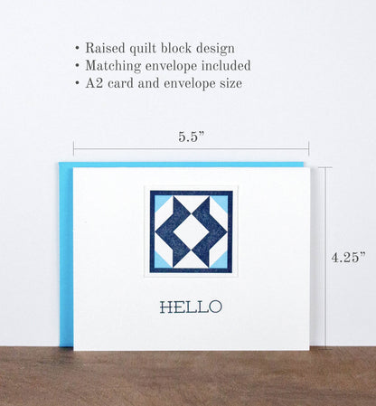 Hello Quilt Letterpress Greeting Card