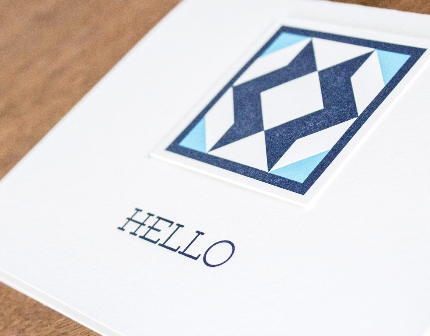 Hello Quilt Letterpress Greeting Card