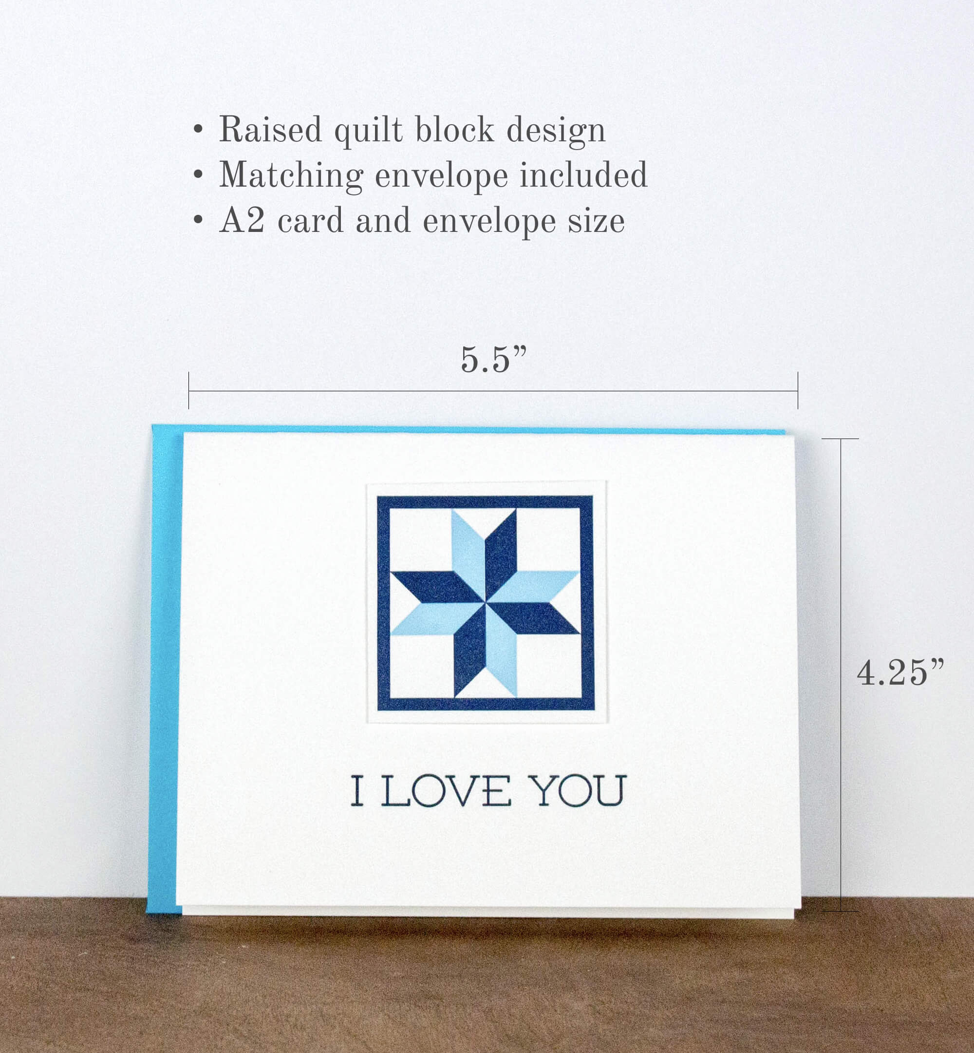 I Love You Quilt Letterpress Greeting Card