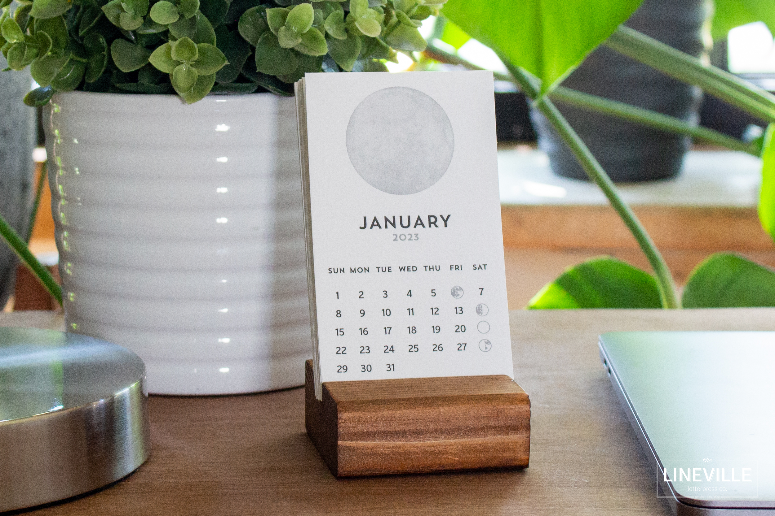 2023 Letterpress Moon Phase Desk Calendar