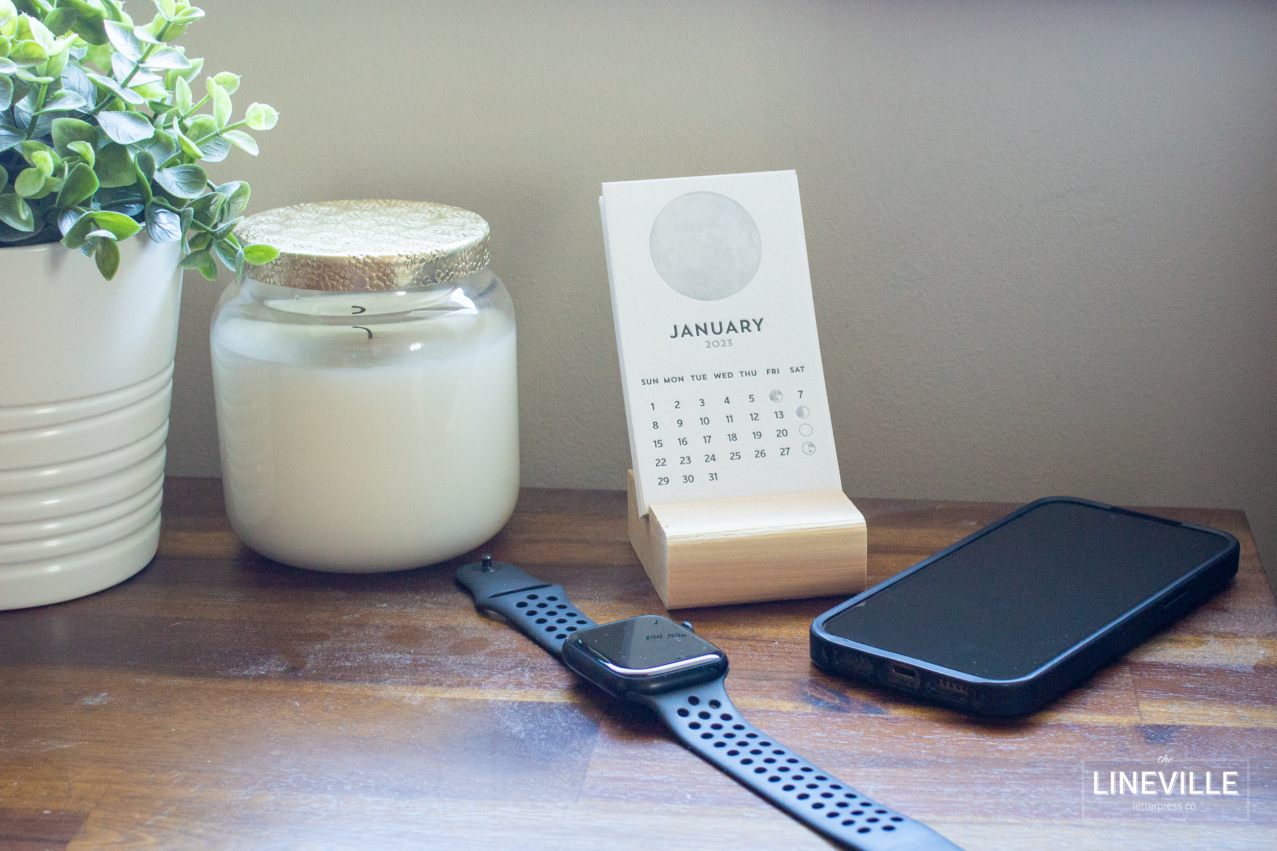 2023 Letterpress Moon Phase Desk Calendar