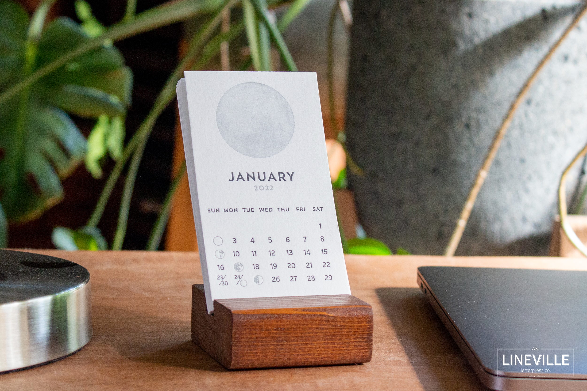 2023 Letterpress Moon Phase Desk Calendar